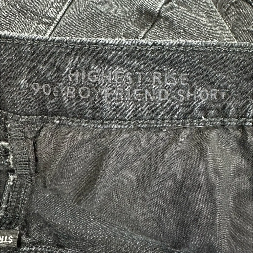 American Eagle Jean Shorts Womens‎ 6 Black Distressed Highest Rise 90s Boyfriend